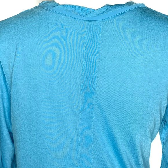 Soft Surroundings Half Sleeve Tunic Top Blue Size Medium Raw Edges - Picture 7 of 8